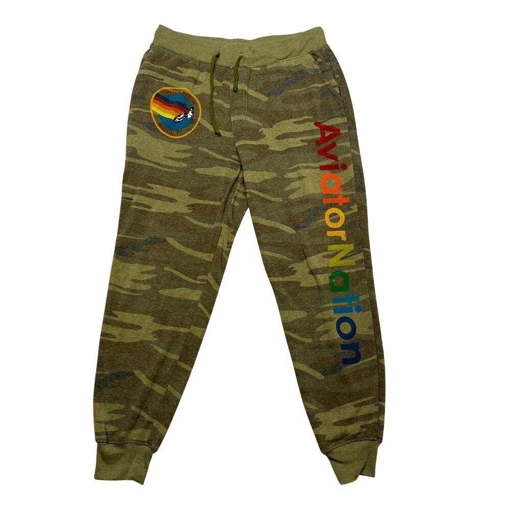 Aviator Nation Austin TX Big Logo Camo Sweatpants Joggers Women's Large